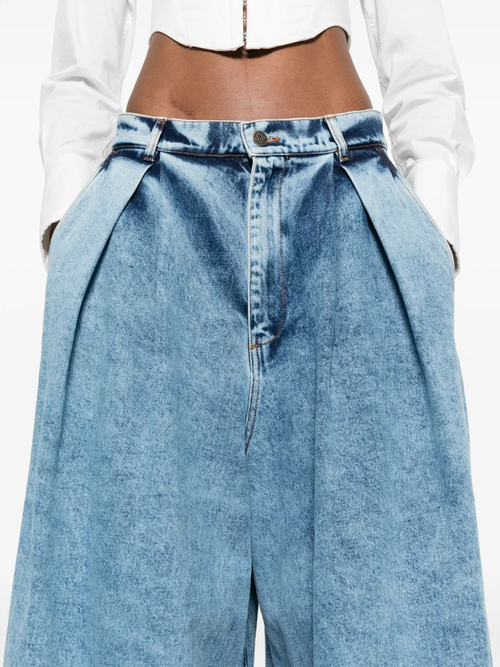 MAXI PANTS IN MARBLED DENIM 