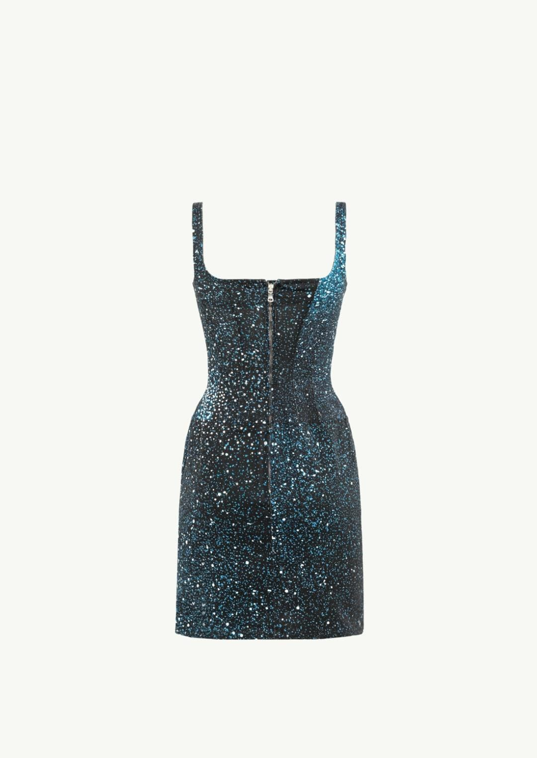 MINI-ROBE EN JEAN AVEC IMPRIMÉ CONSTELLATION