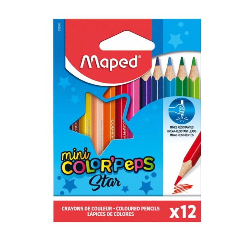 Crayons de couleur de 12 Mini Maped -Color'Peps Star 