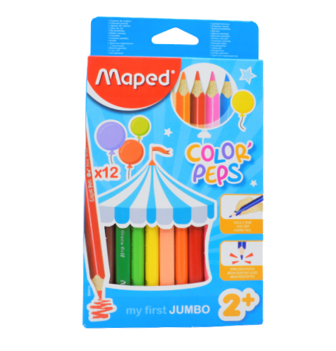 Crayons de cire de 12 Long Maped -Color'Peps Jumbo