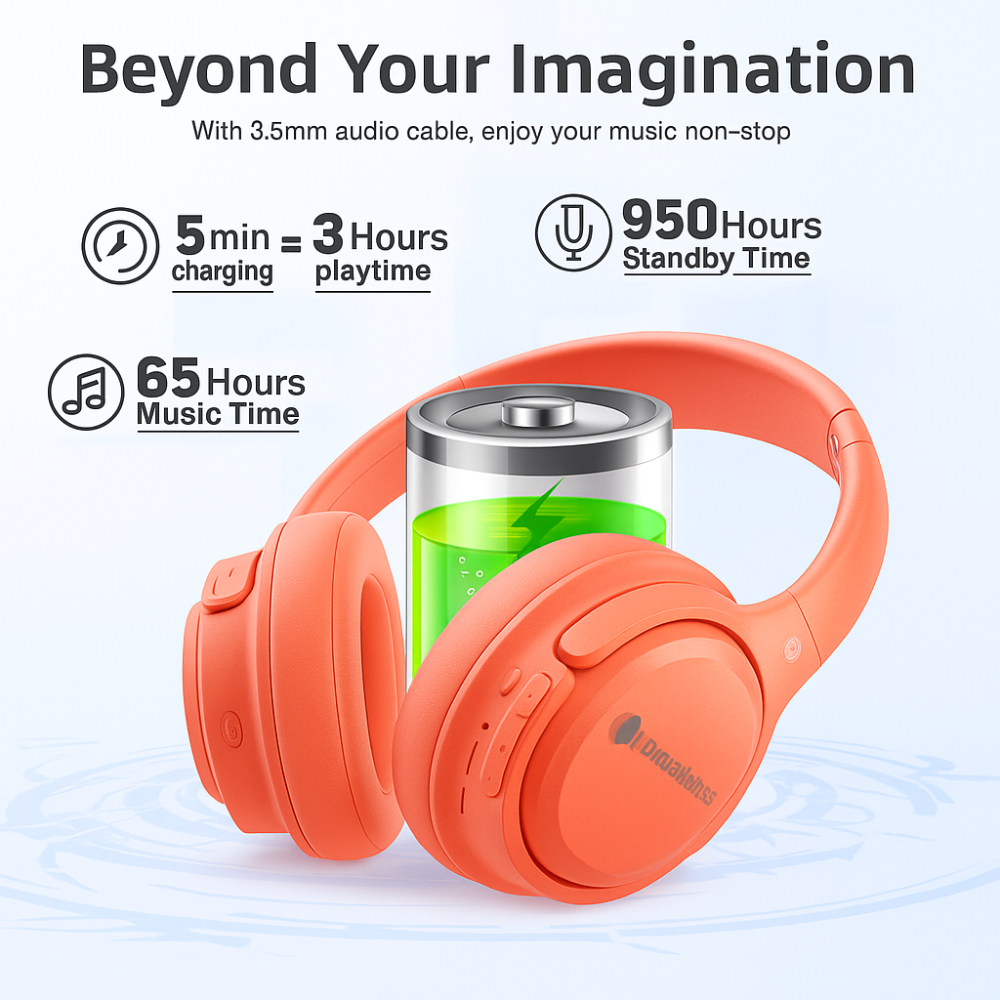 Casque – Bluetooth Sans Fil Rouge thumbnail 4