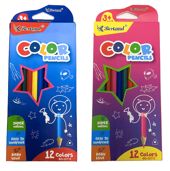 Crayons de couleur de 12 Long Bertand 