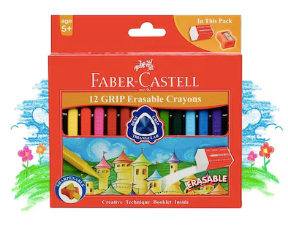 Pack de 12 Crayons de cire GRIP + Gomme + Taille crayon Faber-Castell