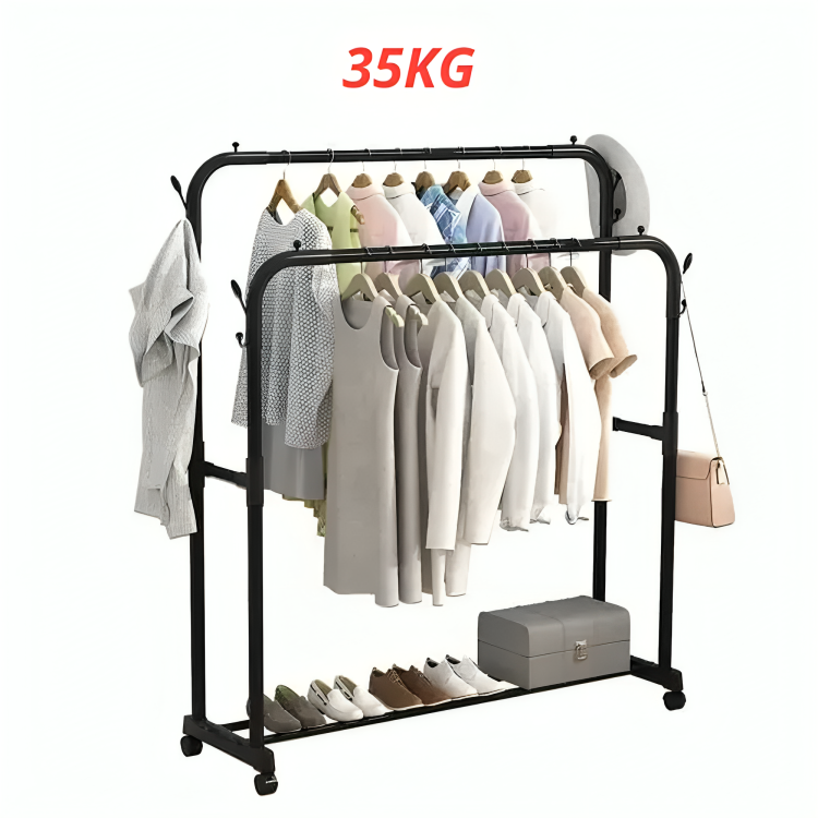 Portant À Vêtements – Support Autoportant Avec Tringle Portable, Séchage Et Organisation Idéale Pour Manteaux, Noir, Charge 35 Kg thumbnail 1