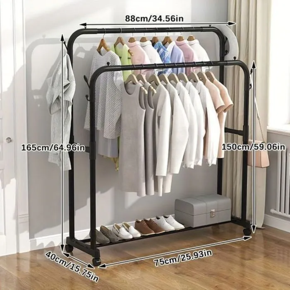 Portant À Vêtements – Support Autoportant Avec Tringle Portable, Séchage Et Organisation Idéale Pour Manteaux, Noir, Charge 35 Kg thumbnail 3