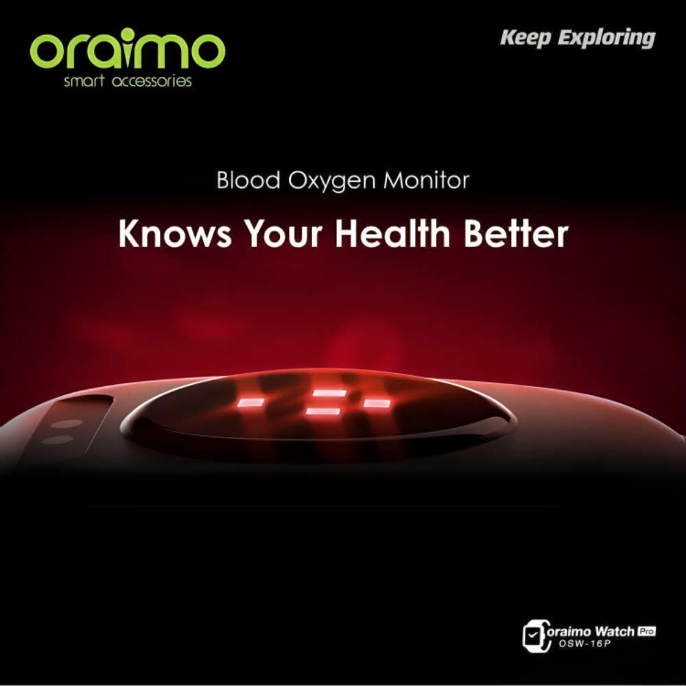 Oraimo Smart Watch Pro – Montre Connectée Bleu avec Écran IPS et Suivi Santé Avancé thumbnail 2