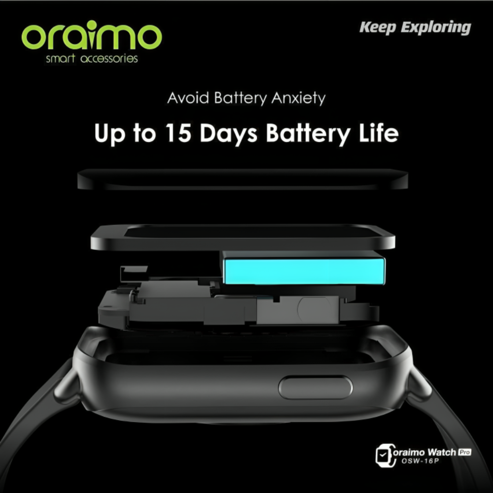 Oraimo Smart Watch Pro – Montre Connectée Bleu avec Écran IPS et Suivi Santé Avancé thumbnail 3