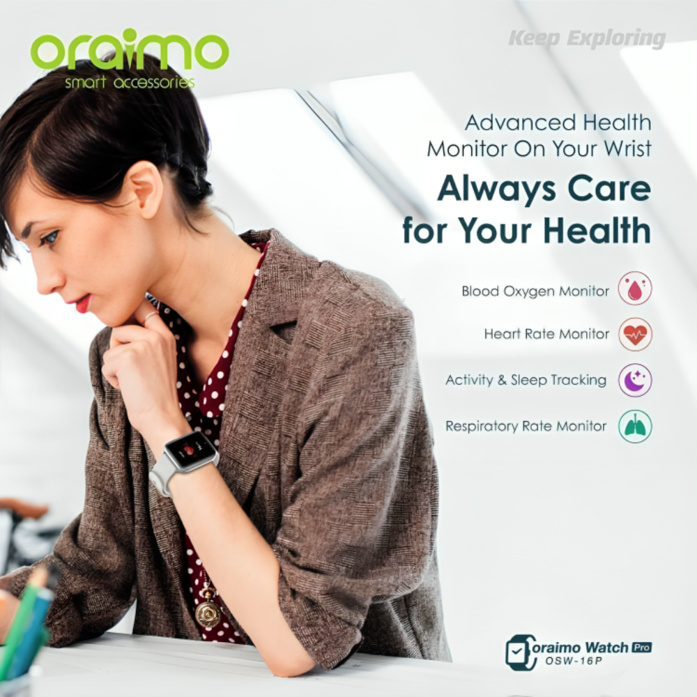 Oraimo Smart Watch Pro – Montre Connectée Bleu avec Écran IPS et Suivi Santé Avancé thumbnail 7