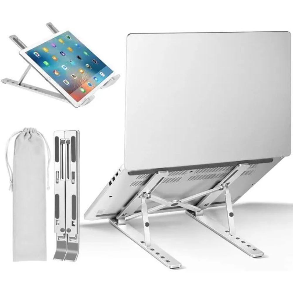 Support Pour Ordinateur Portable, Ergonomique Pliable En Plastique Réglable À 6 Angles - Blanc