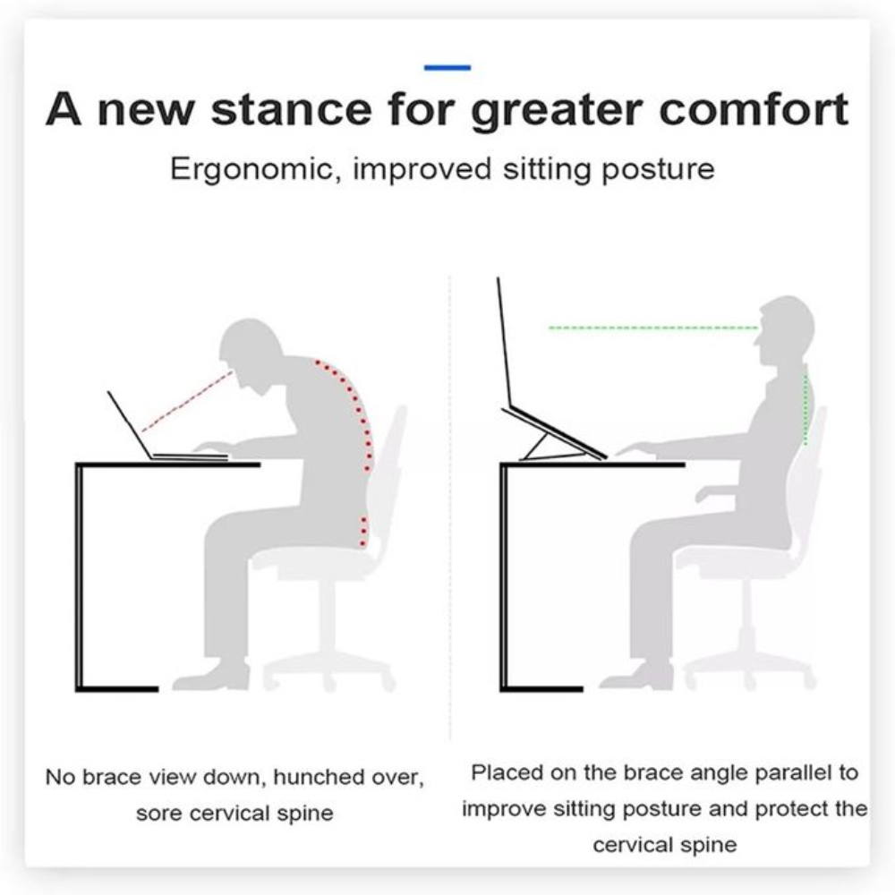 Support Pour Ordinateur Portable, Ergonomique Pliable En Plastique Réglable À 6 Angles - Blanc thumbnail 3