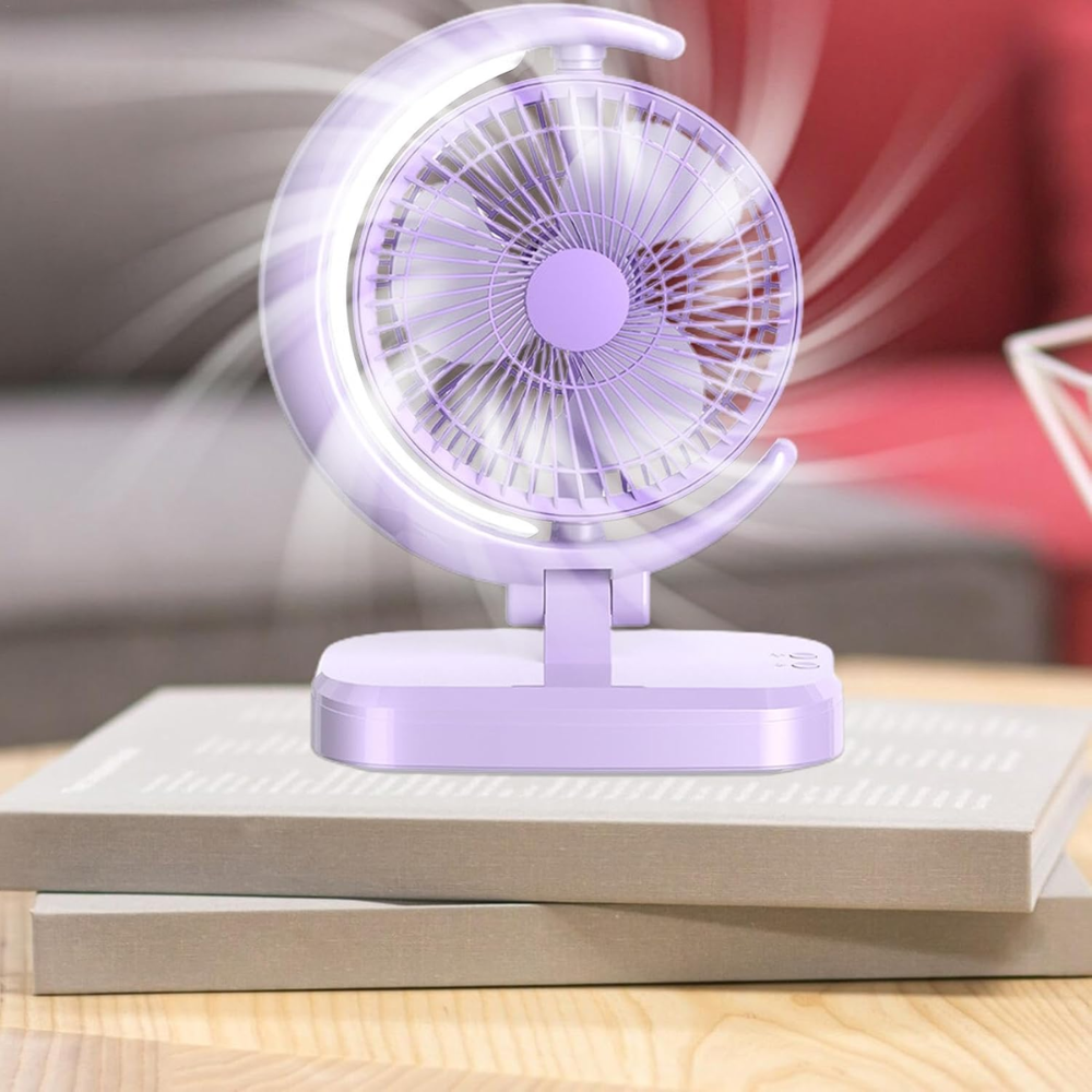 Mini Ventilateur De Table Ultra Silencieux Avec Éclairage D’ambiance thumbnail 3