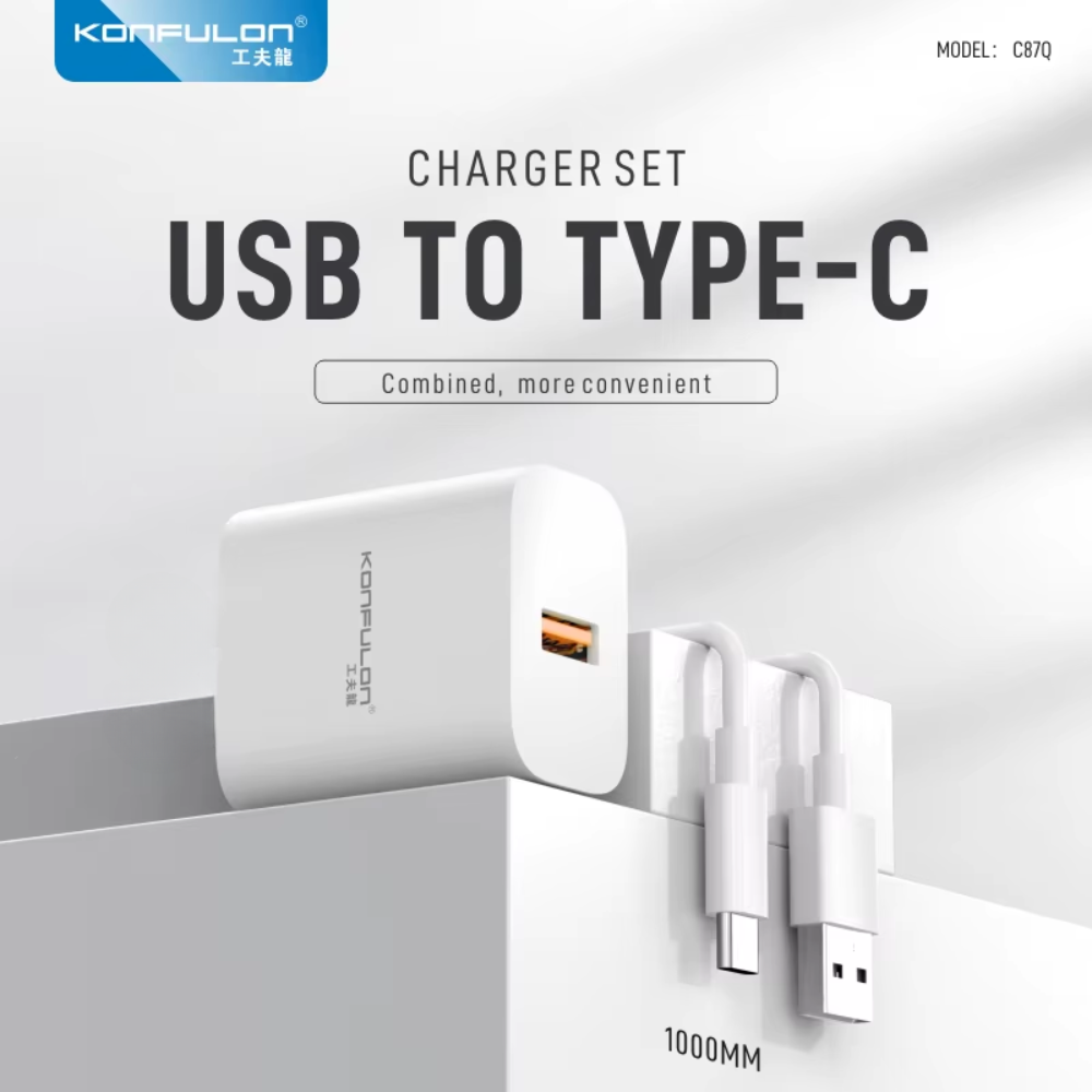 Chargeur Rapide  25W– C87Q avec Câble TYPE -C