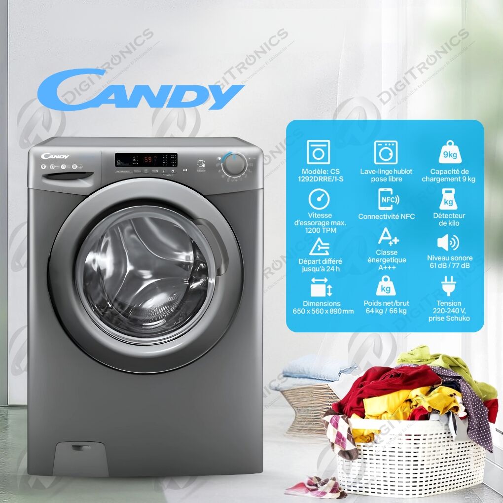 Machine à Laver à Hublot Smart 9Kg Automatique Classe A+++