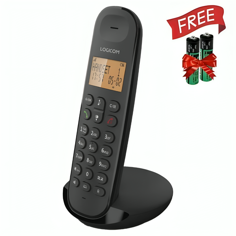 Téléphone Fixe Sans Fil 150 Noir + 2 Piles Incluses Gratuit