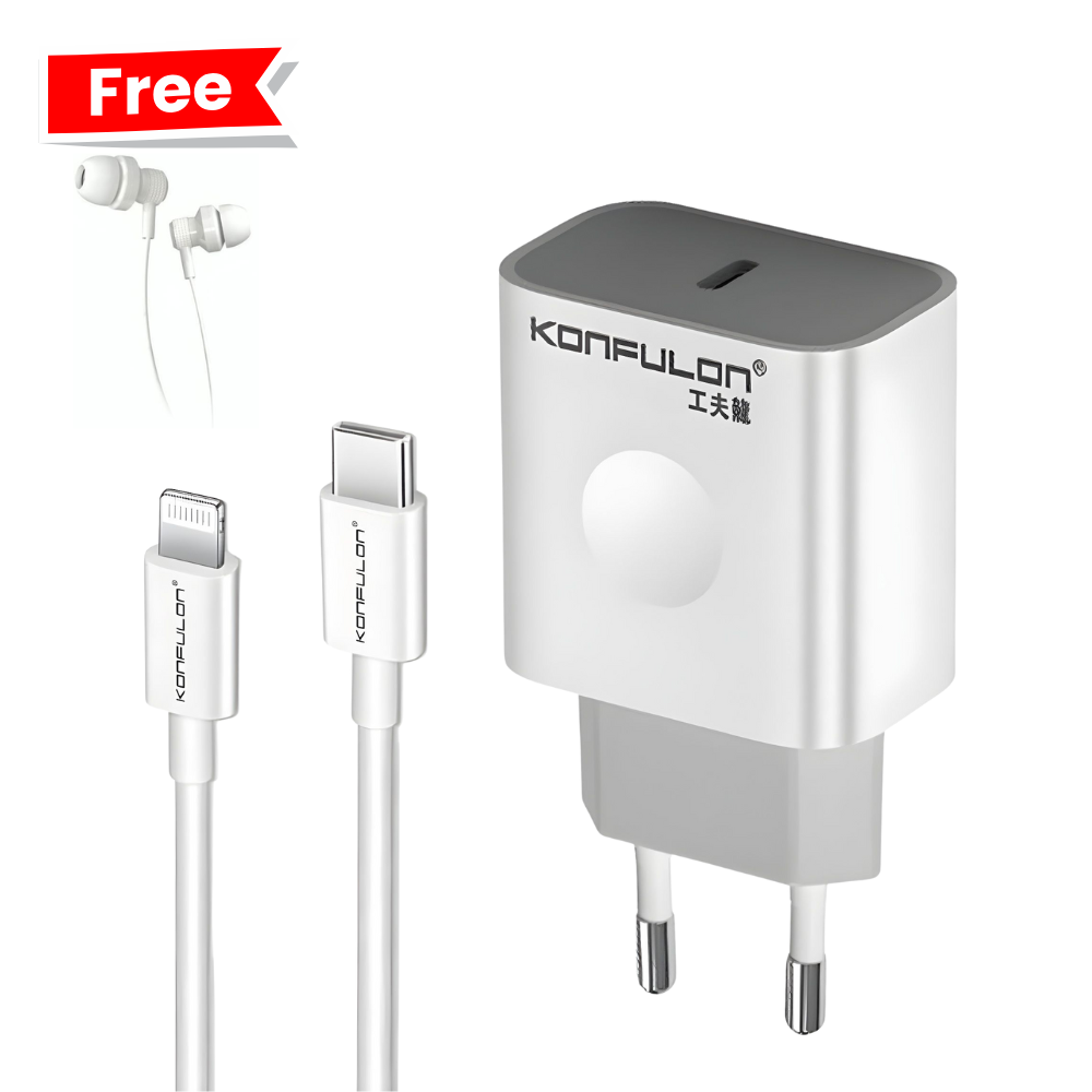 Chargeur C69D 20W – USB-C vers Lightning + écouteur Heavy Bass Gratuit