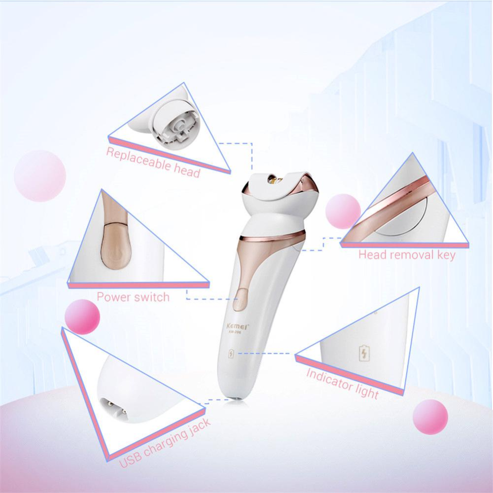 Epilateur multifonction KM-296 4 en 1 - rasoir, brosse nettoyante, tète massage thumbnail 6
