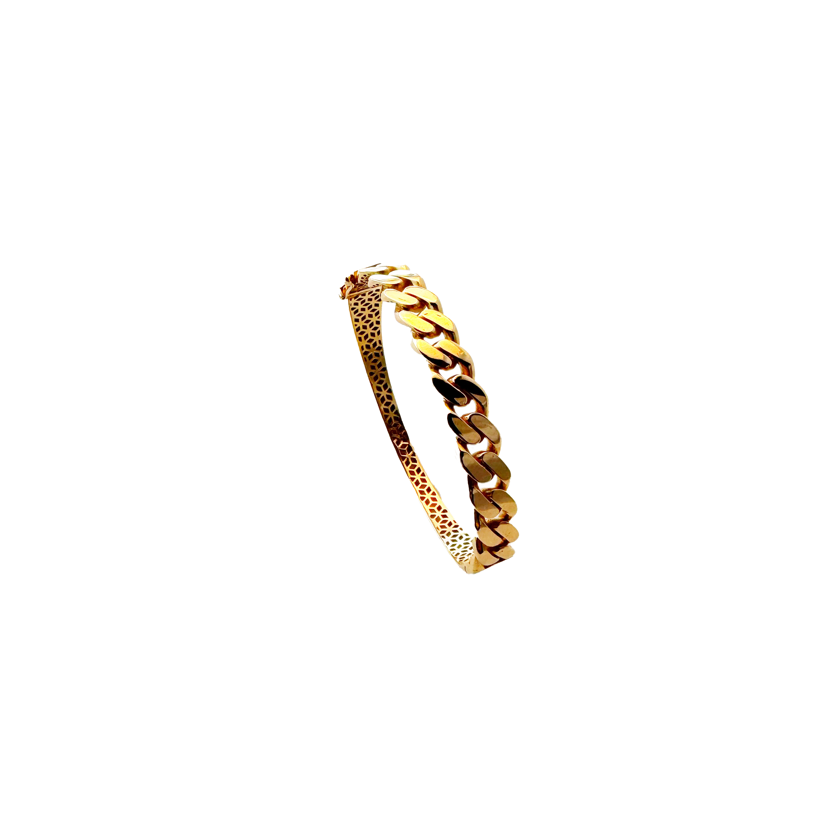 Bracelet Jonc Or Rose 18K – Maillons Larges, Design Audacieux, Élégance Contemporaine.