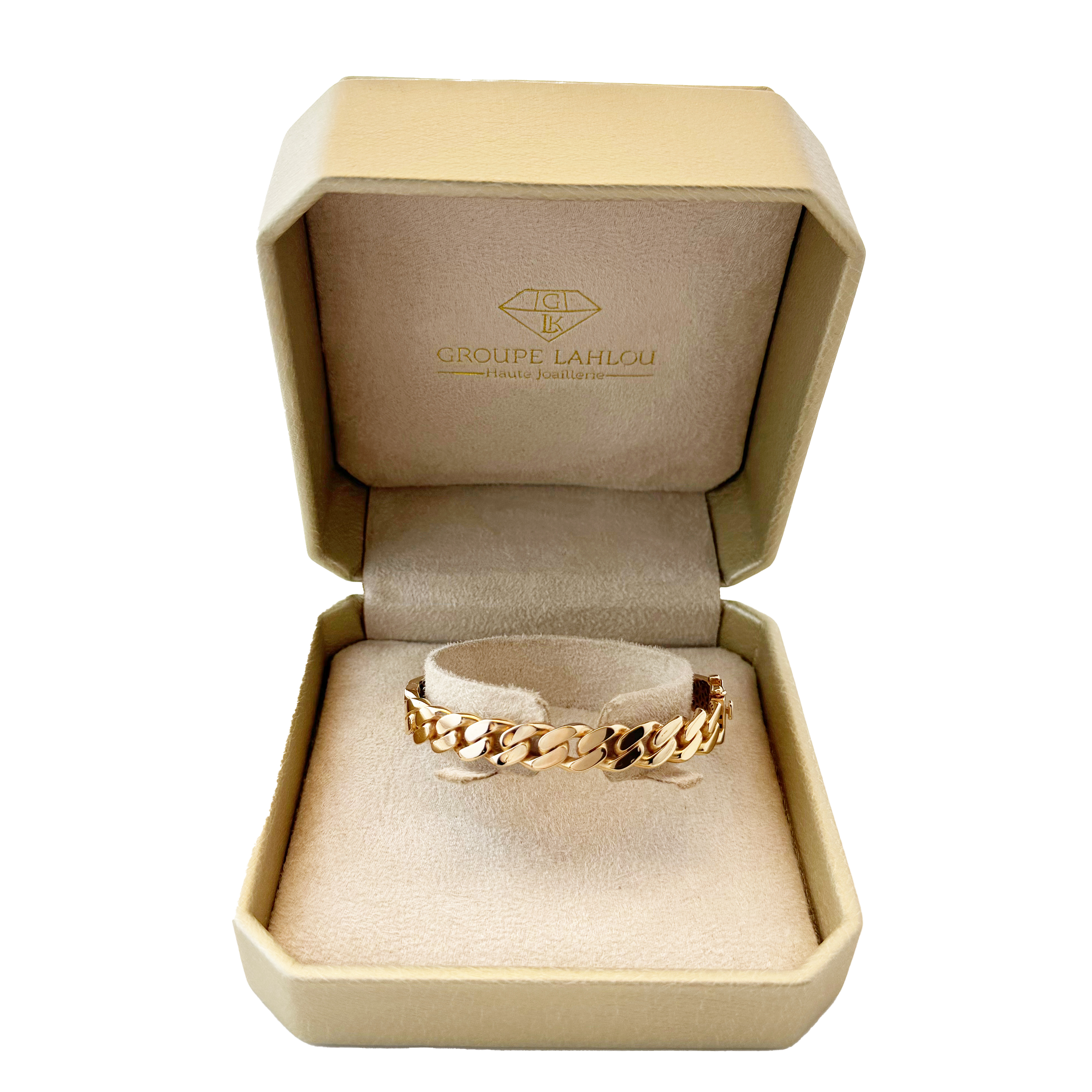 Bracelet Jonc Or Rose 18K – Maillons Larges, Design Audacieux, Élégance Contemporaine.