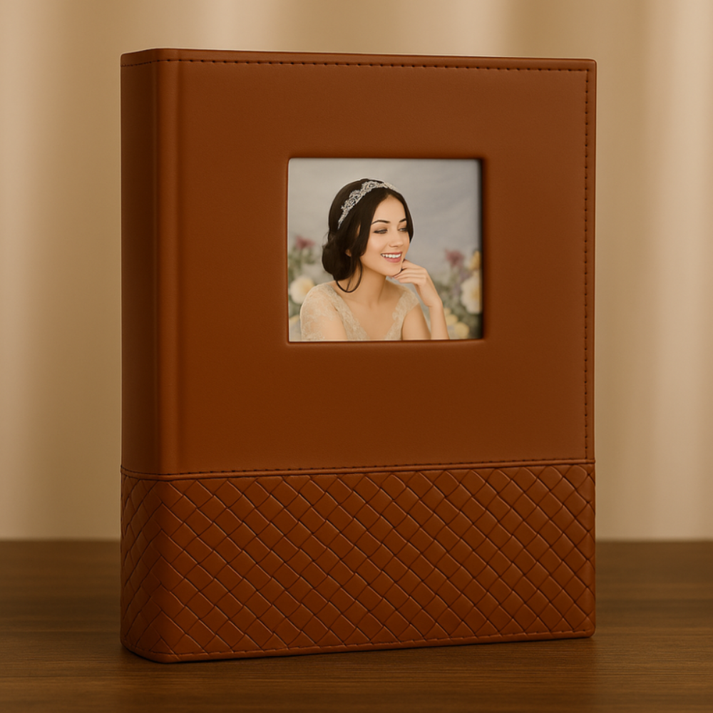 Album Photo Grande Capacité 5x7 – 100 Photos, Simili Cuir Marron Avec Fenêtre Personnalisable thumbnail 3