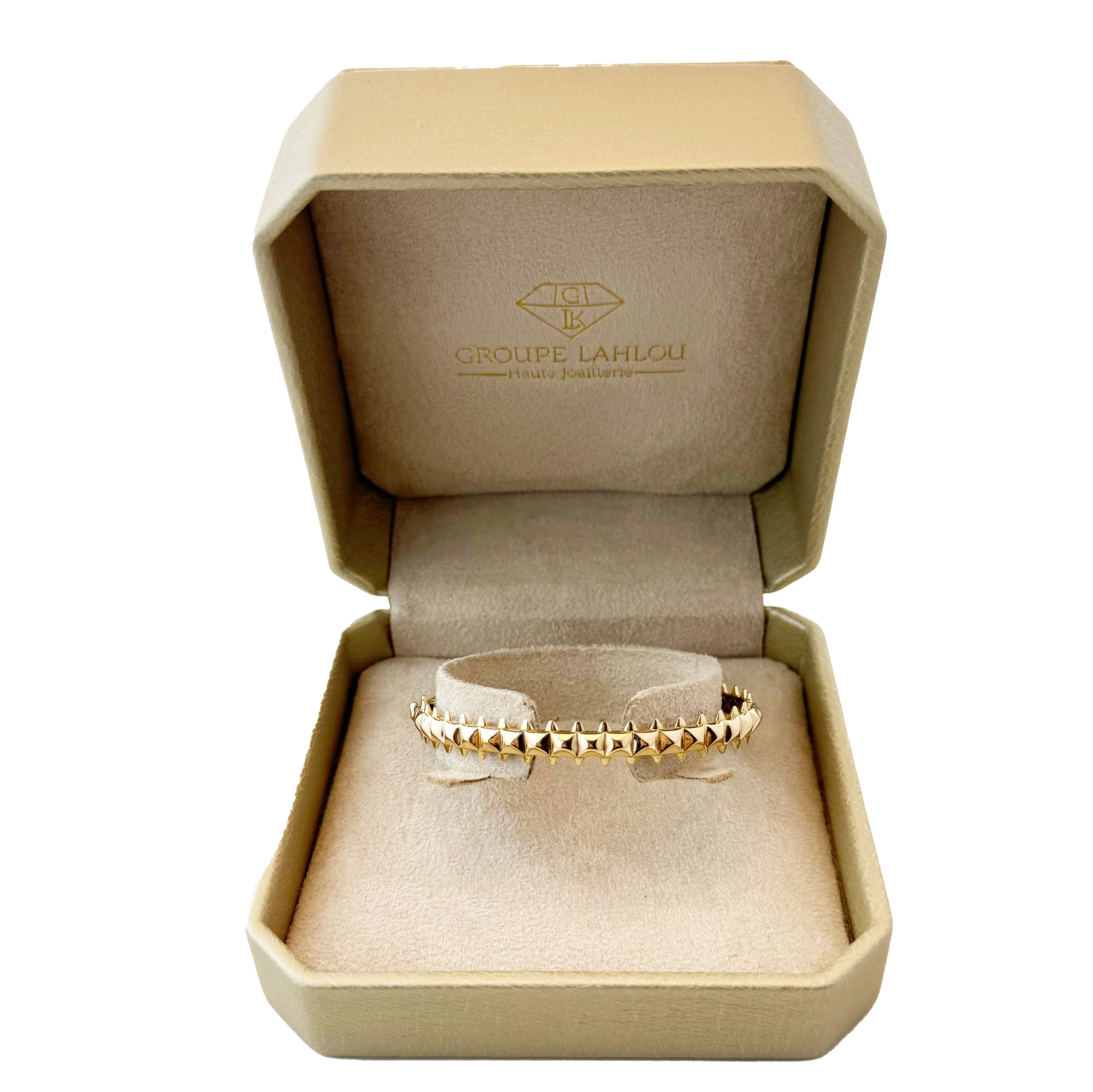 Bracelet Jonc Or Rose 18K – Design Clous Audacieux, Style Rock-Chic Tendance.