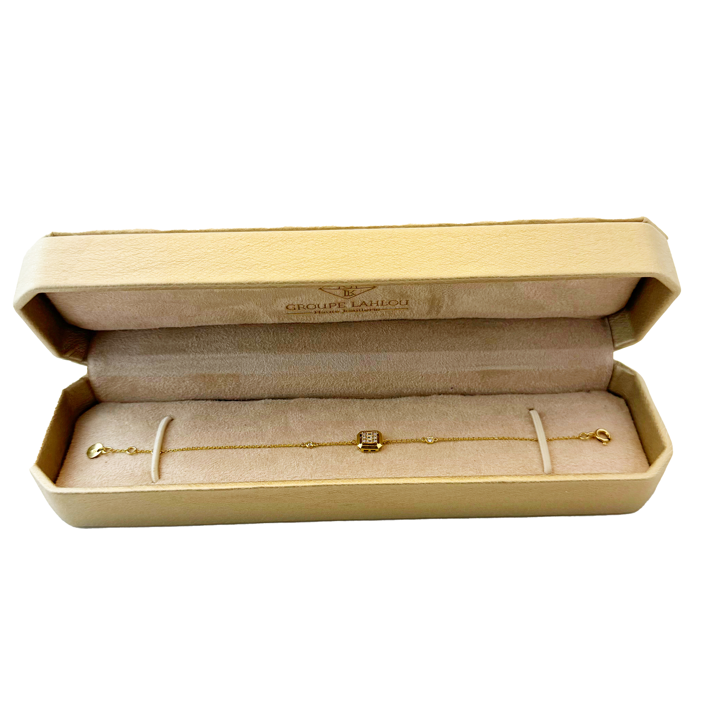 Gourmette Or Jaune 18K & Diamilites – Maillons Entièrement Pavés, Chemin de Lumière, Élégance Raffinée.