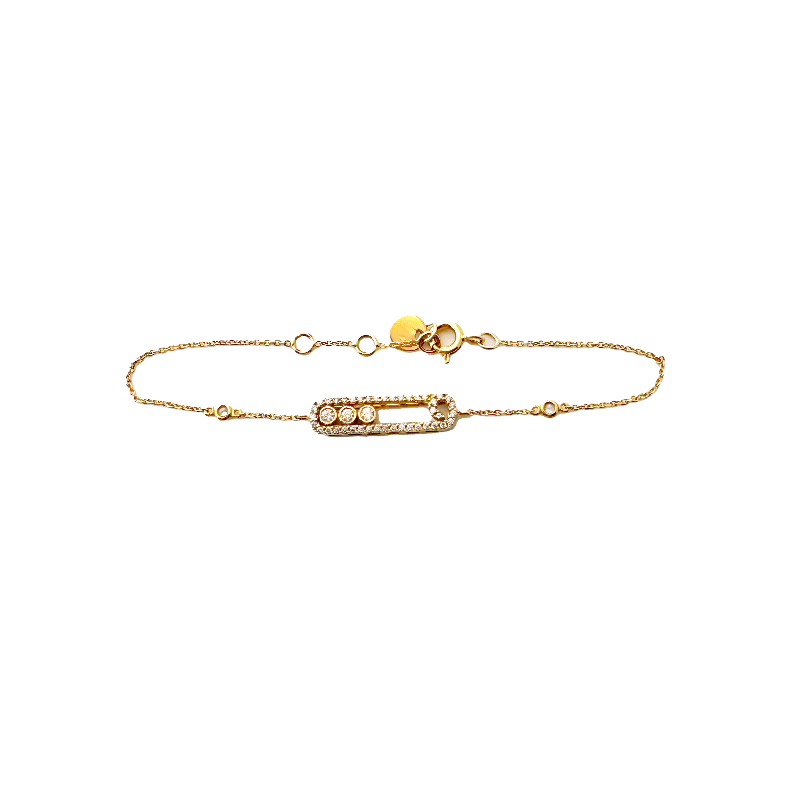 Gourmette Or Rose 18K & Diamilites – Maillons Pavés, Éclat Tendance, Style Féminin.