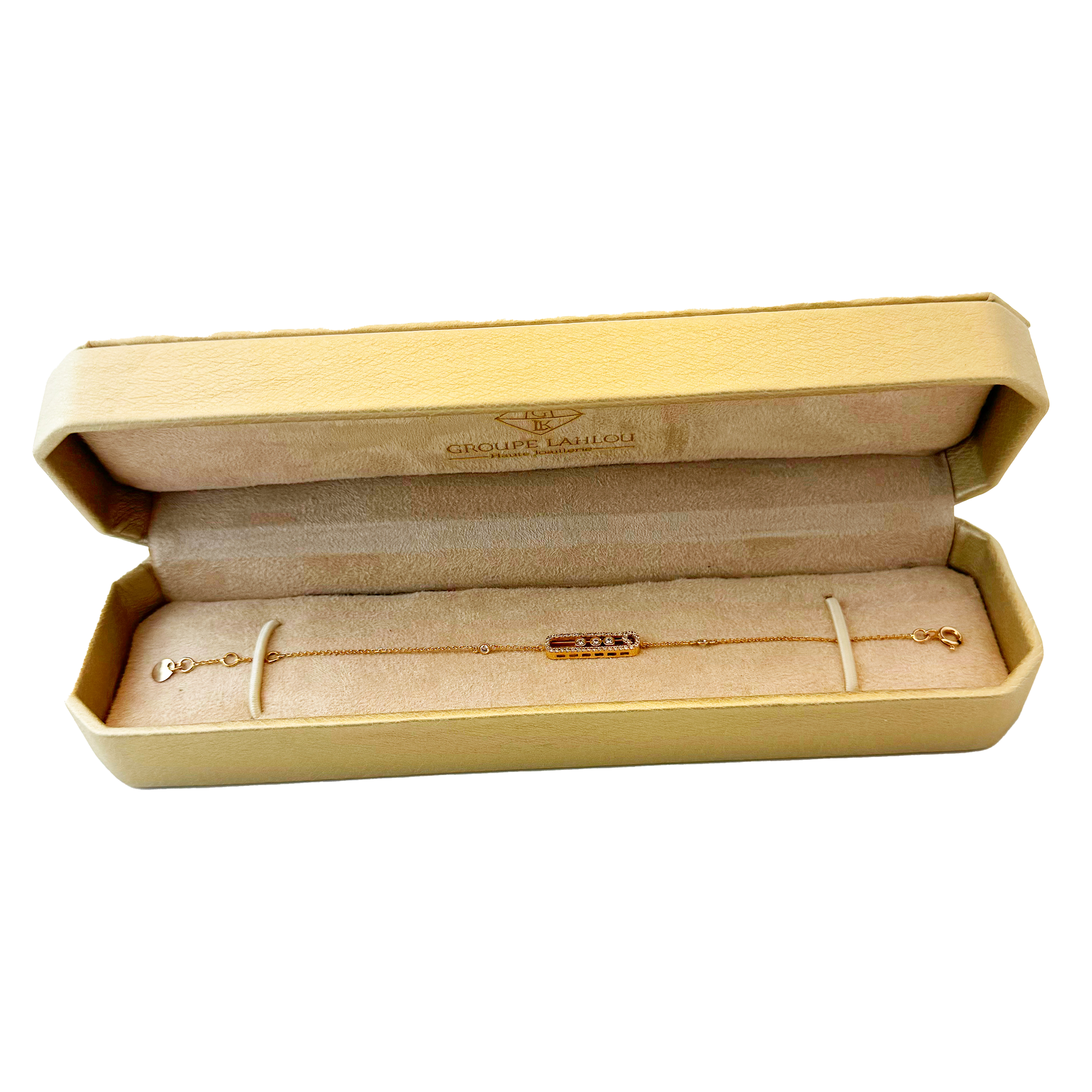 Gourmette Or Rose 18K & Diamilites – Maillons Pavés, Éclat Tendance, Style Féminin.