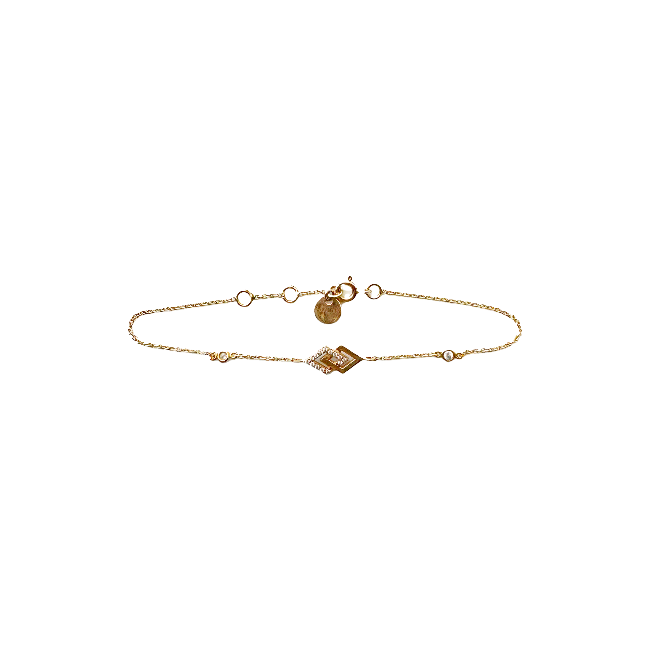 Gourmette Or Rose 18K & Diamilites – Design Sophistiqué, Éclat Moderne, Touche Féminine.