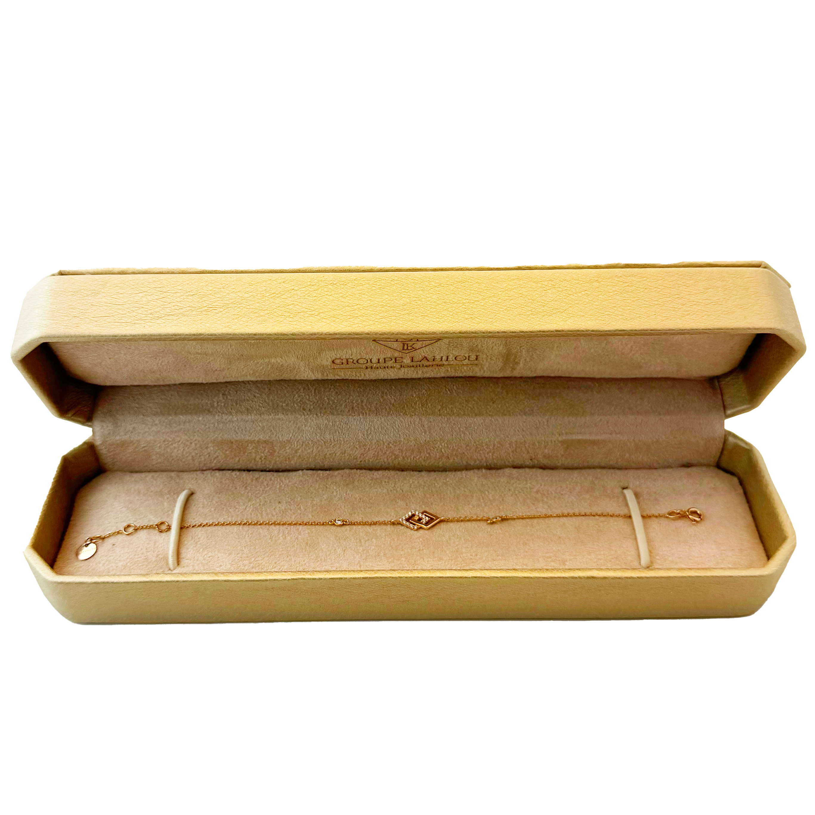 Gourmette Or Rose 18K & Diamilites – Design Sophistiqué, Éclat Moderne, Touche Féminine.