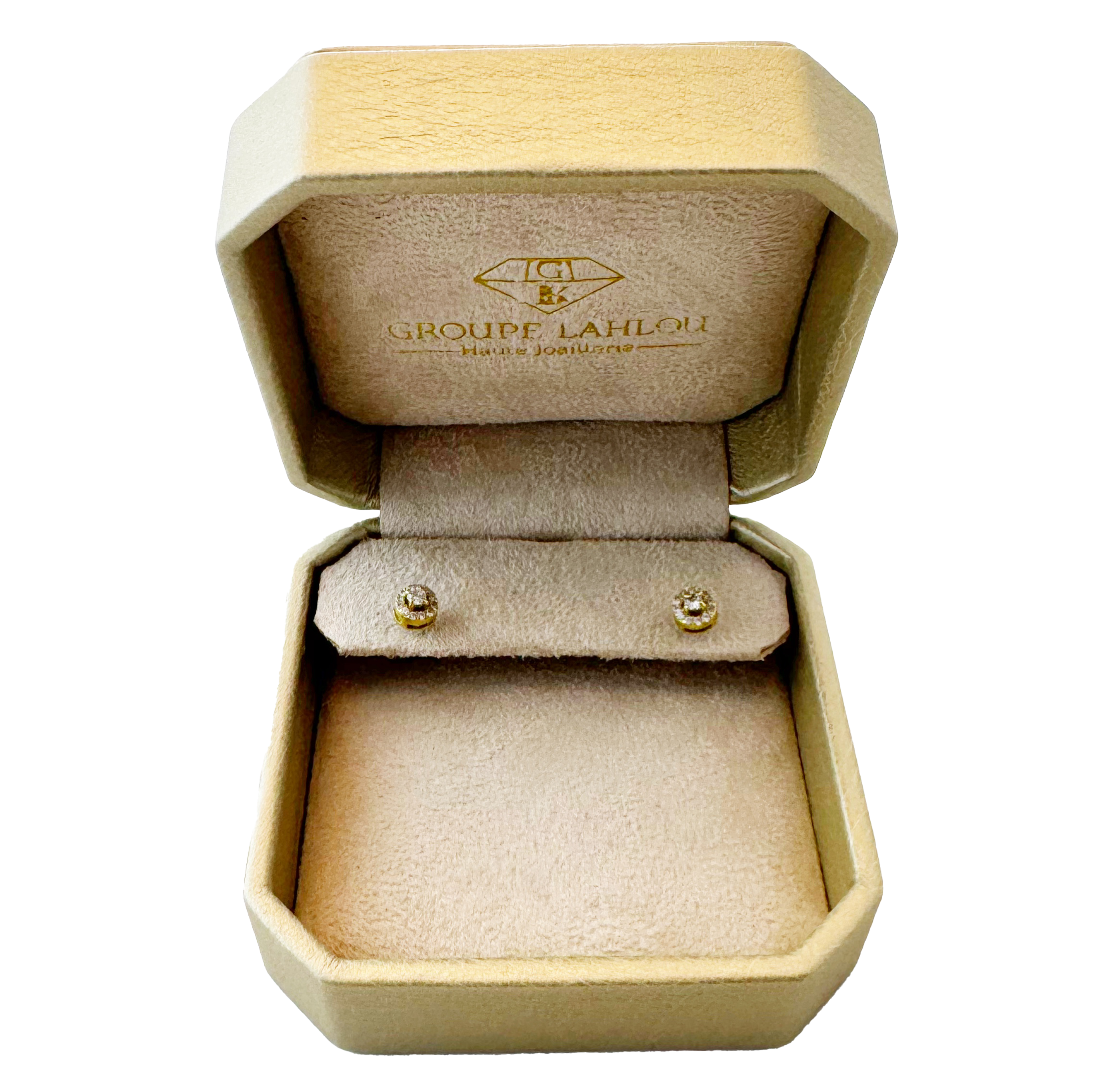 Boucles D'oreilles Rond Halo Or Jaune & Diamilites – Éclat Intemporel, Élégance Classique