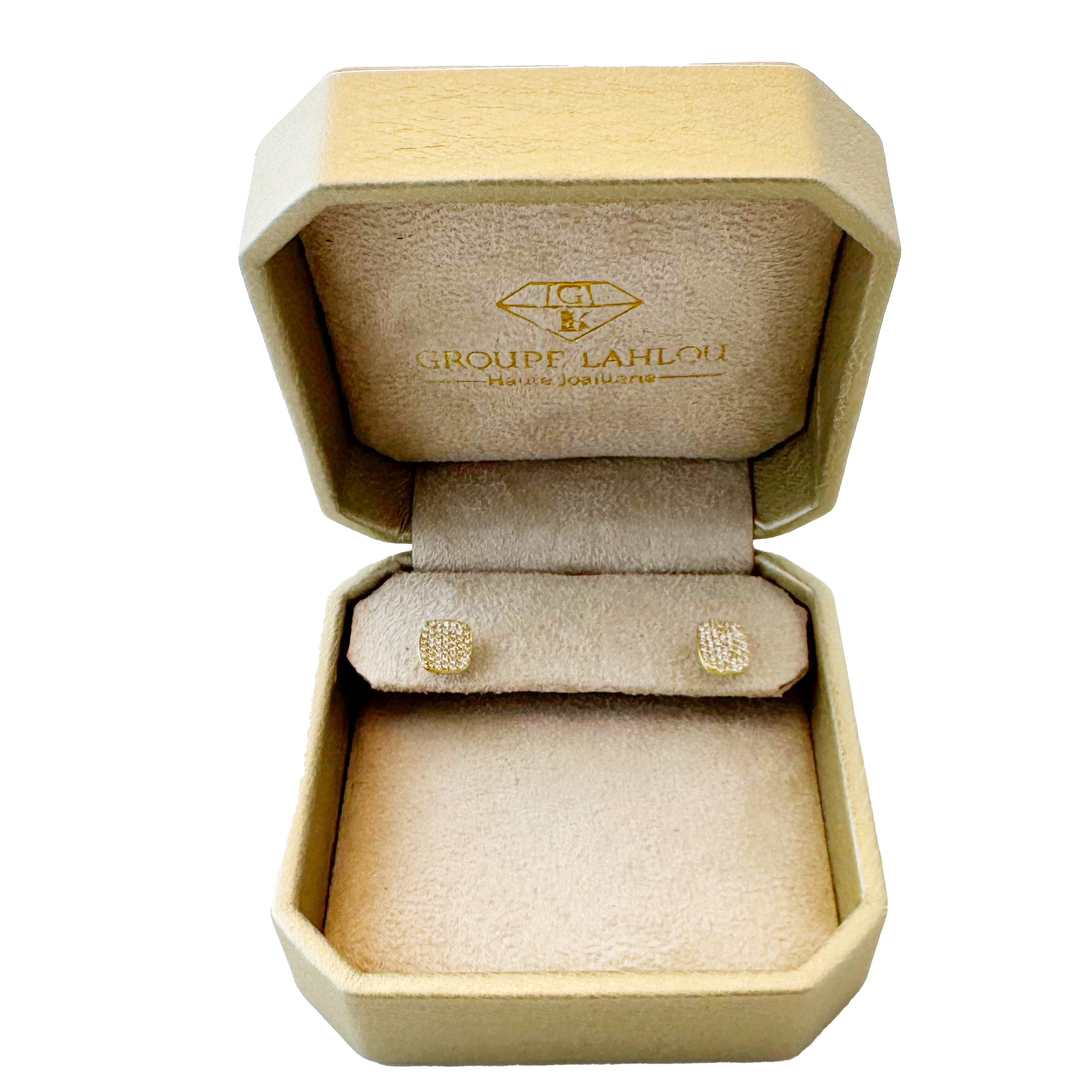 Boucles D'oreilles Carré Pavé Or Jaune & Diamilites – Pure Lumière, Style Épuré.