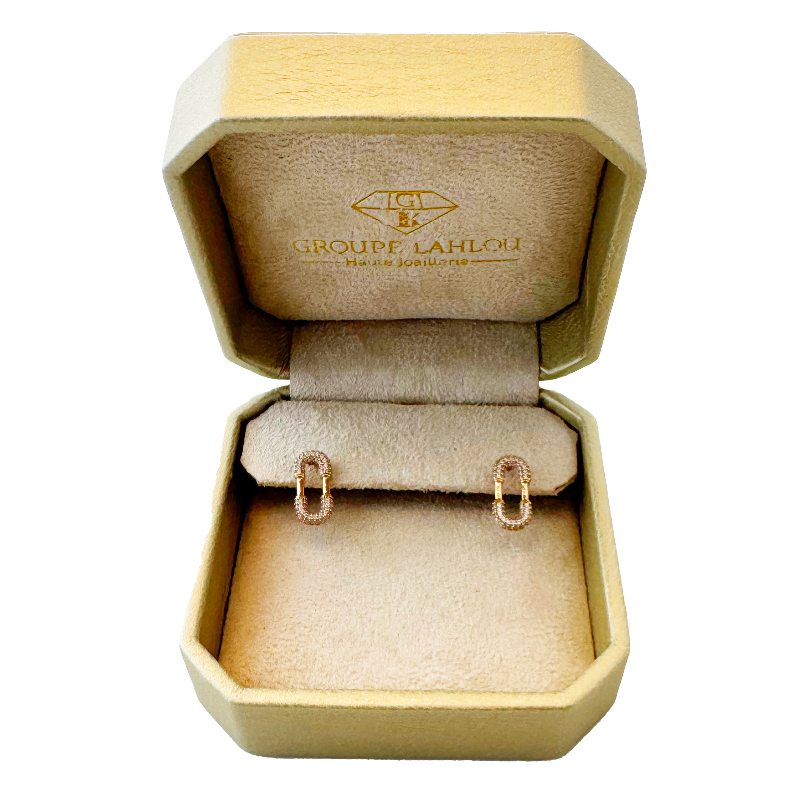 Boucles d'oreilles Maillons Pavés Or Rose & Diamilites – Chic Contemporain, Scintillement Urbain