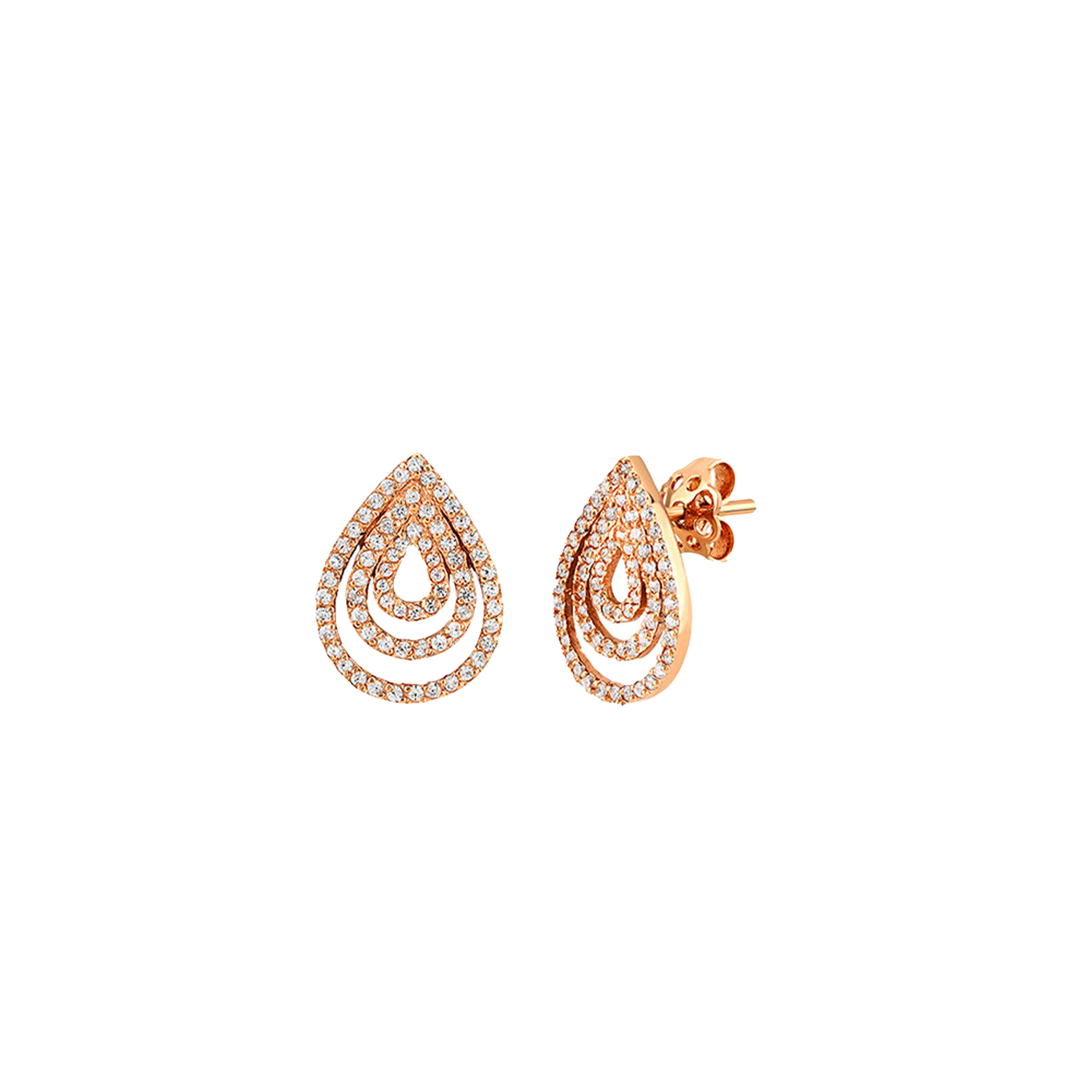 Boucles d'Oreilles Gouttes Or Rose & Diamilites – Éclat Moderne, Élégance Quotidienne.