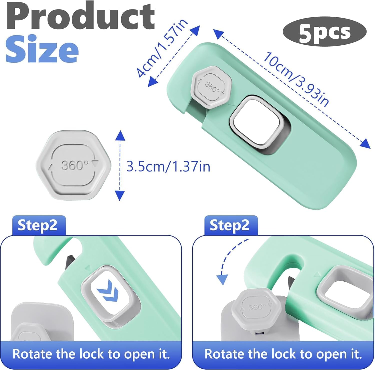 Securite Placard Enfant, Bloc Porte Securite Bebe Bloque VERT thumbnail 2