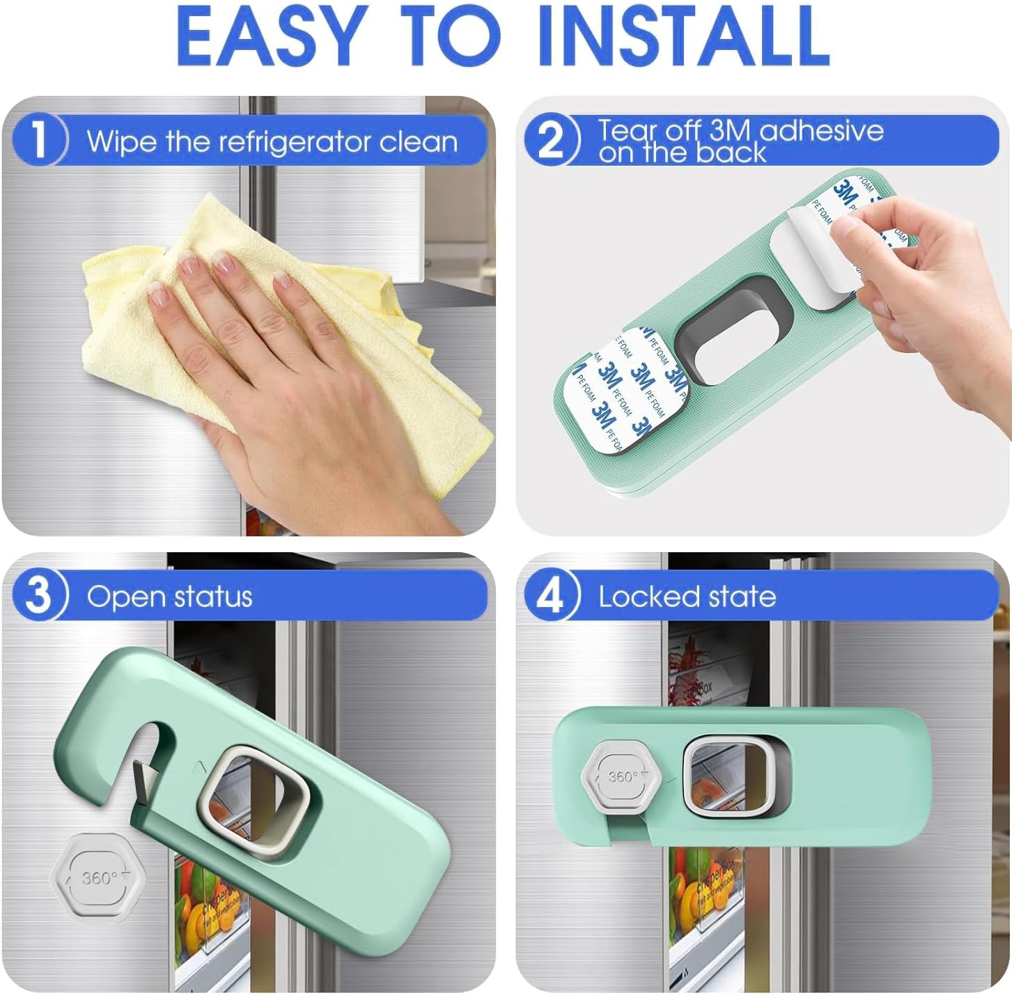 Securite Placard Enfant, Bloc Porte Securite Bebe Bloque VERT thumbnail 3