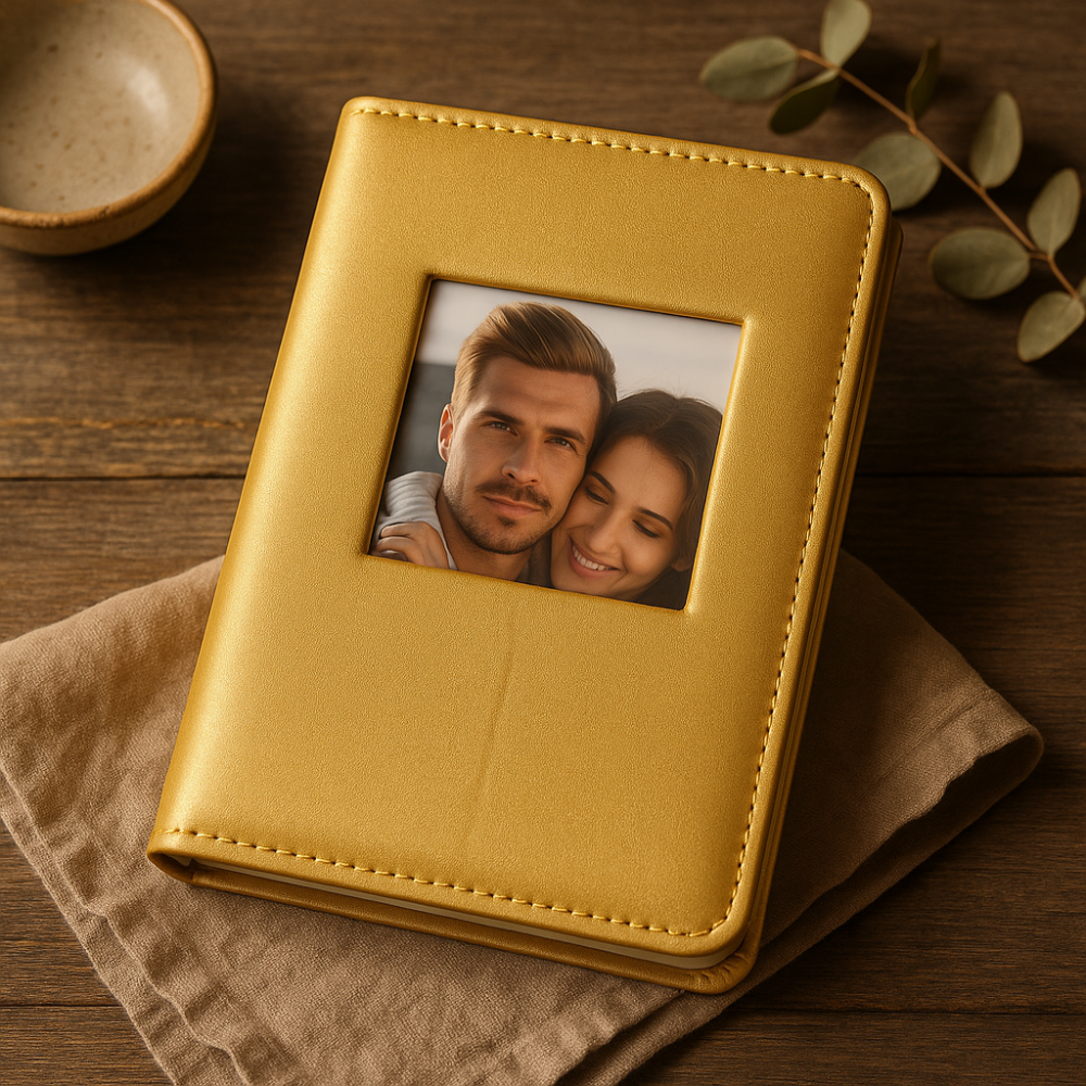 Album Photo 5x7 – Similicuir Jaune avec Cadre Photo Intégré thumbnail 2