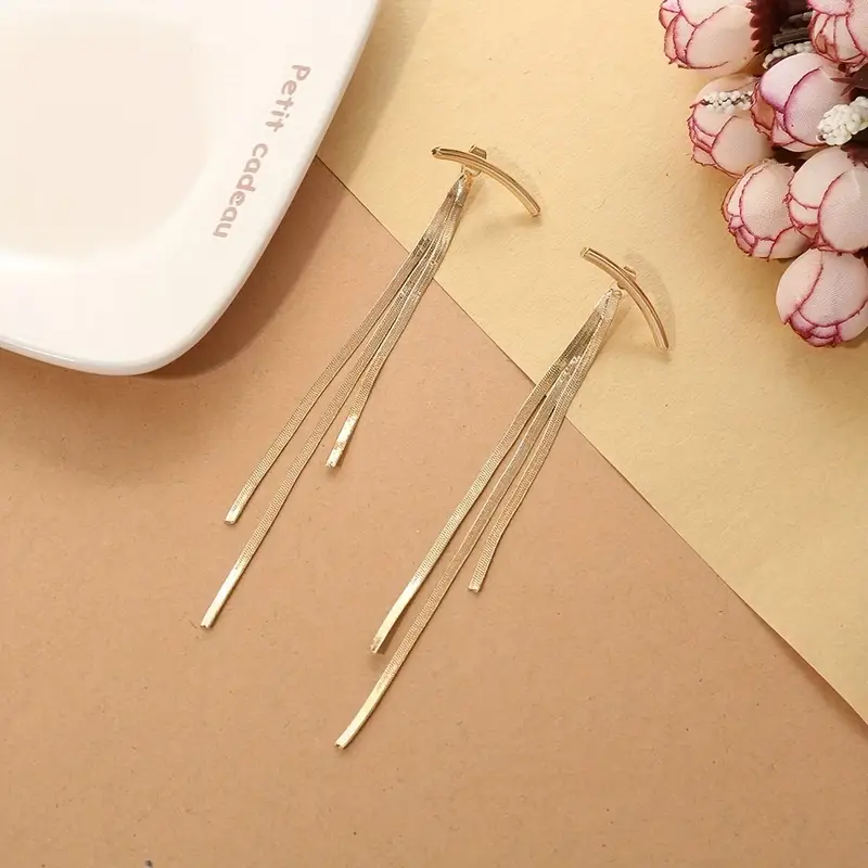 Boucles D’oreilles Femme Longues Minimalistes  Élégance Moderne Style Déesse Raffiné thumbnail 2