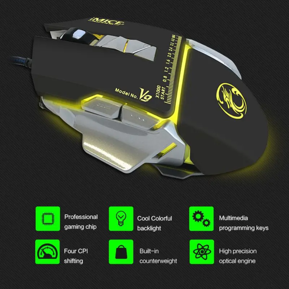 Souris Gamer iMICE V9 Filaire + Tapis de Souris Offert – RGB, 7 Boutons, Haute Sensibilité thumbnail 4