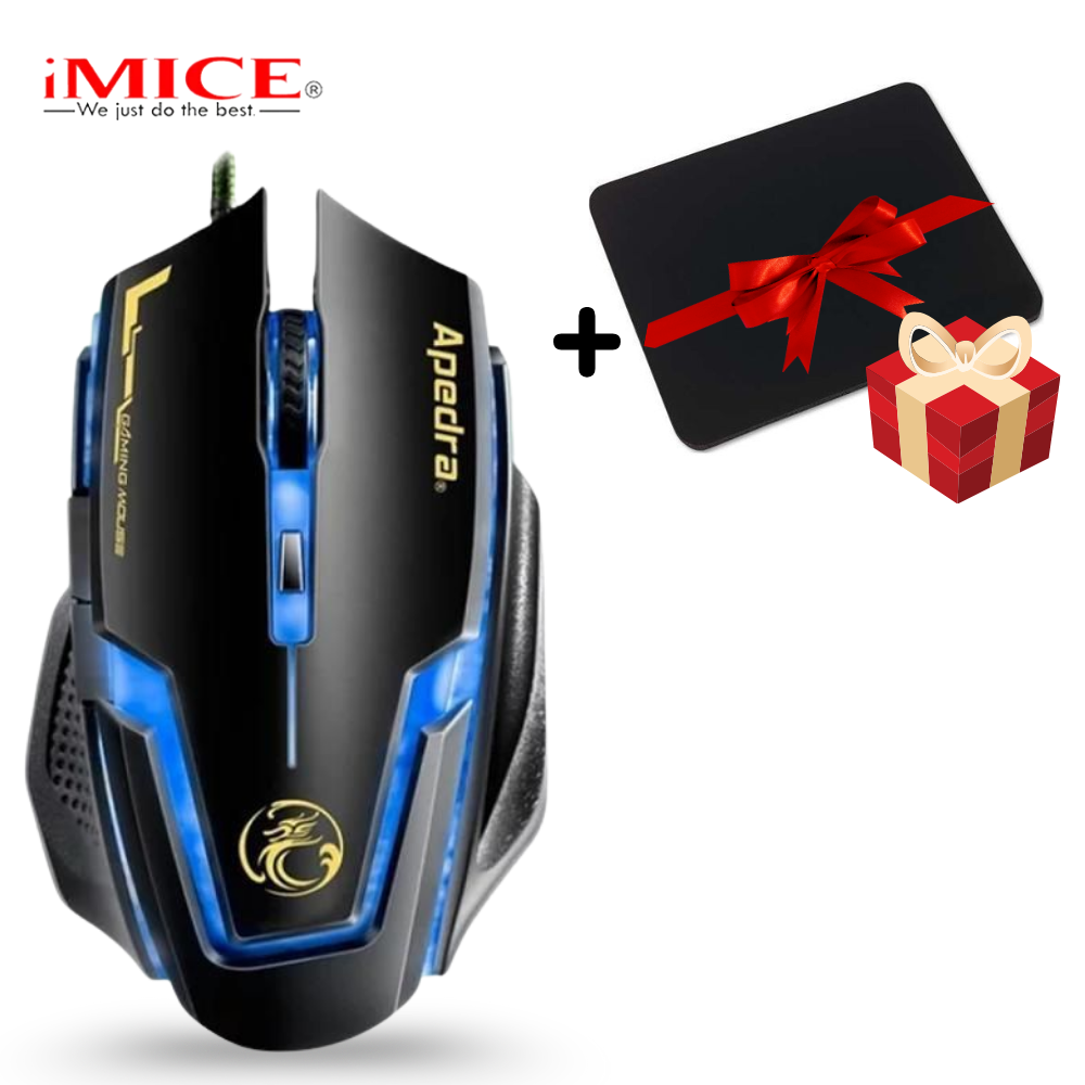 Souris Gamer iMICE A9 Filaire + Tapis de Souris Offert – RGB, 6 Boutons, Haute Réactivité