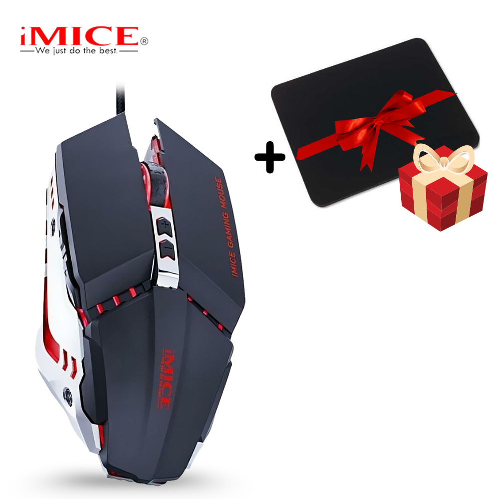 Souris Gamer iMICE T80 Filaire + Tapis de Souris Offert – RGB, DPI Réglable, Design Ergonomique