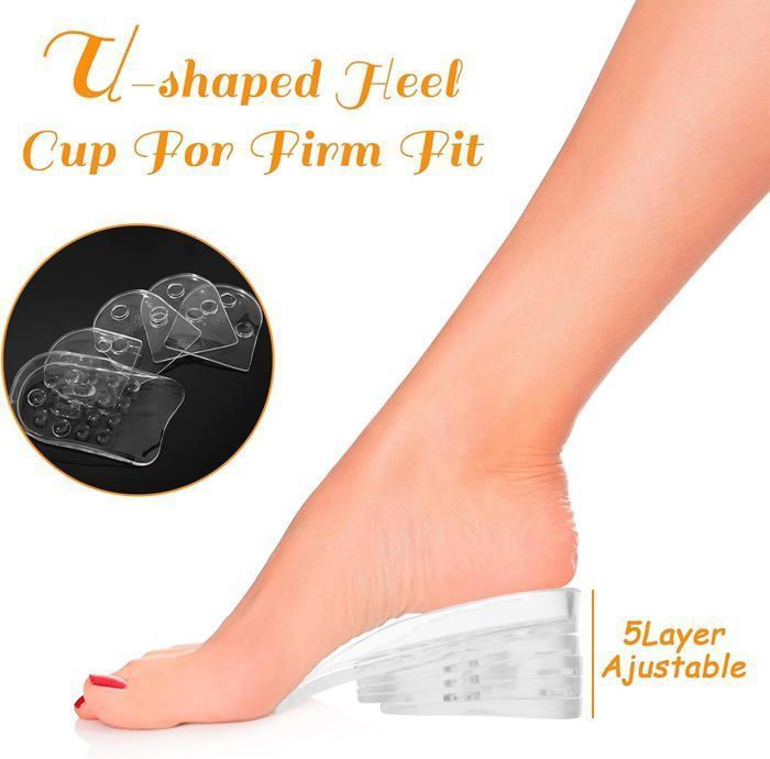 Semelle De Chaussure Talonnettes Grandissantes Jusqu’à 5 Cm En Gel Silicone Mixte Pour Homme Et Femme thumbnail 5