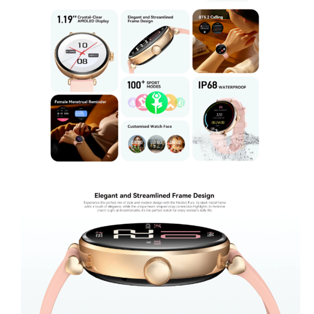 Montre Connectée Femme Lady Watch Pura – Écran Ultra AMOLED + Double Bracelet Élégant thumbnail 6