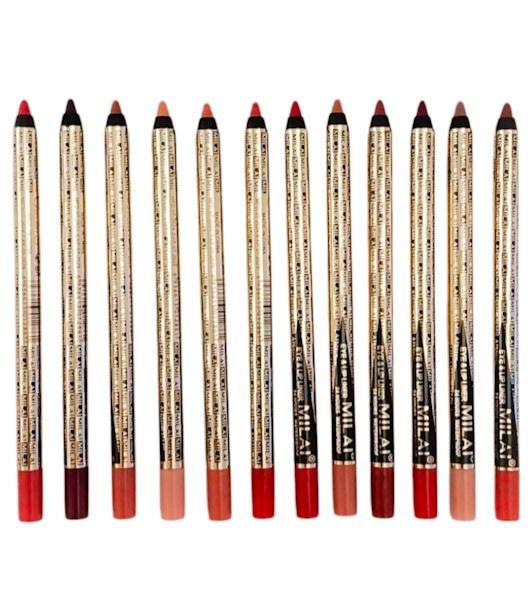 12 Crayons gel pour lèvres et yeux.