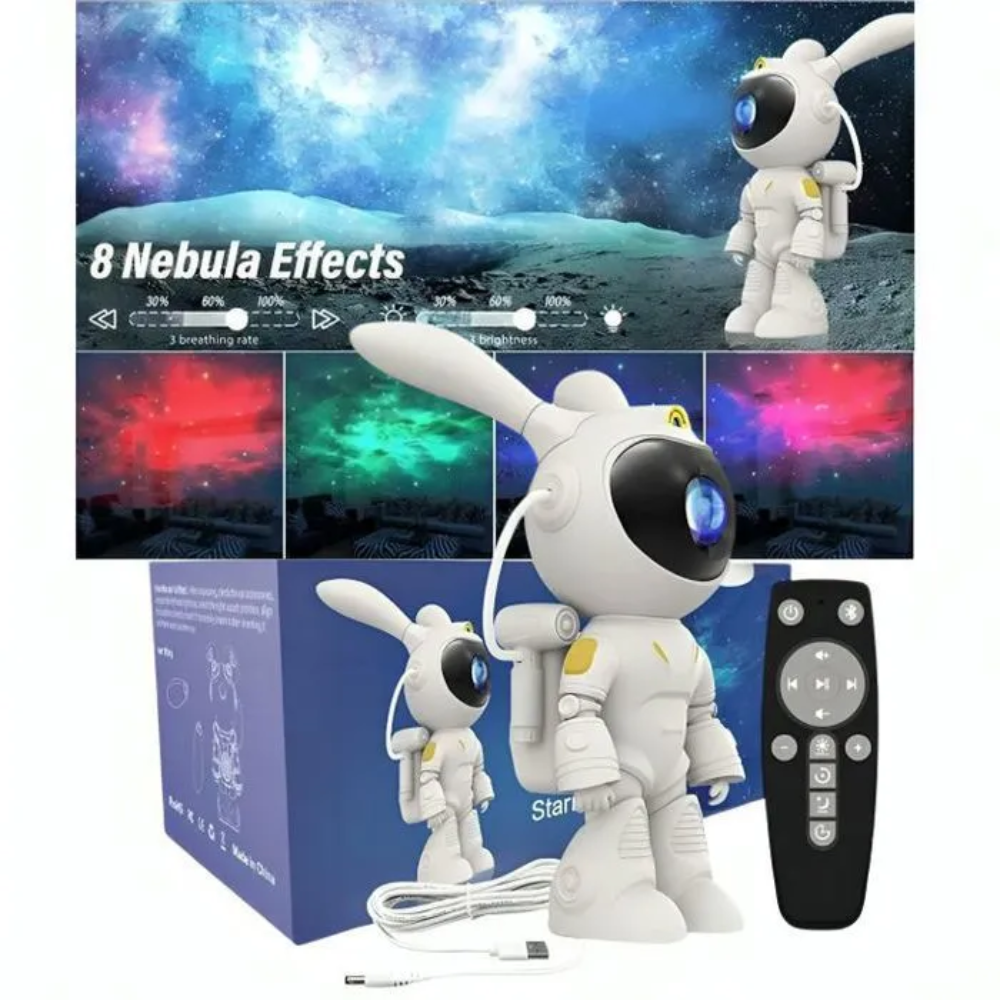 Projecteur de ciel etoile a LED Space Rabbit - Blanc, Lapin Astronaute ( Space Bunny )