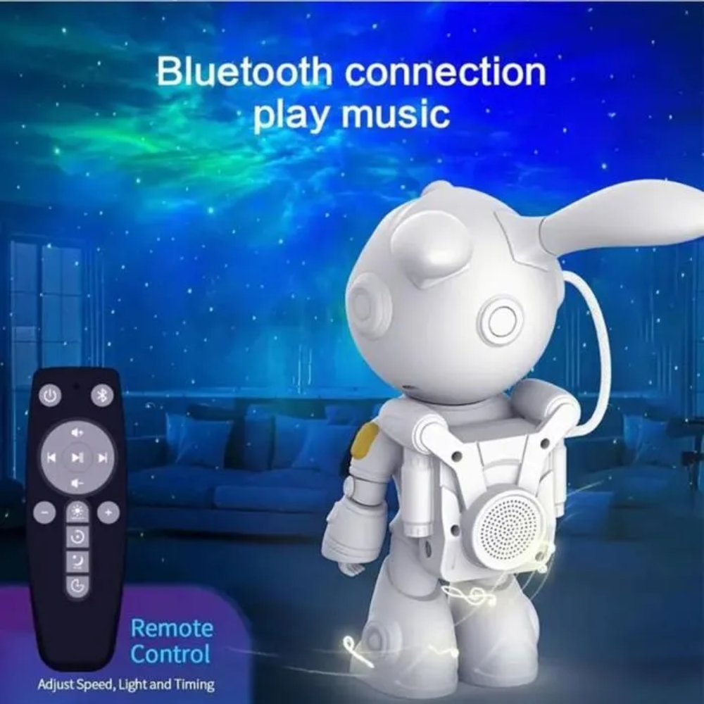 Projecteur de ciel etoile a LED Space Rabbit - Blanc, Lapin Astronaute ( Space Bunny )