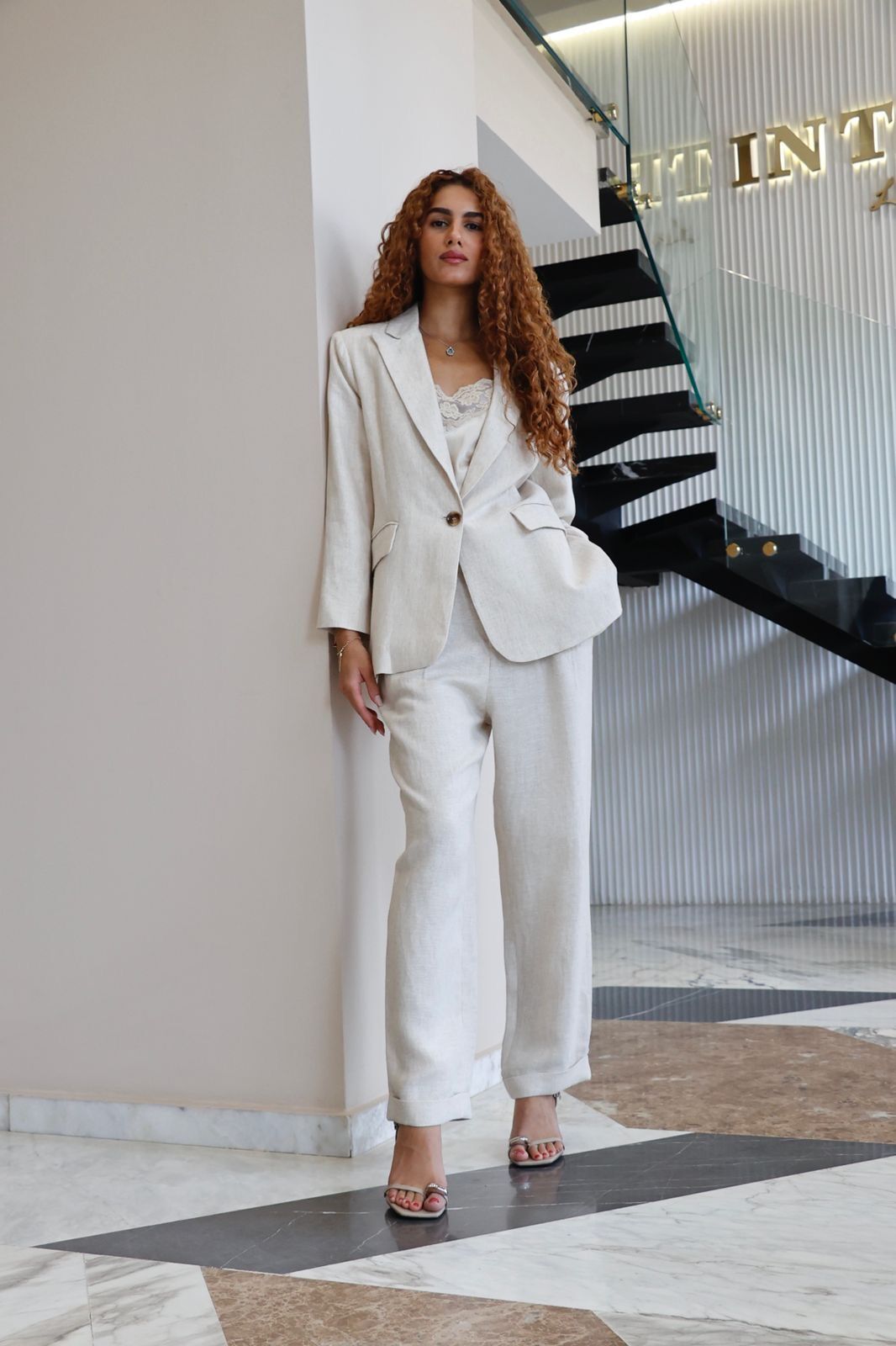 Veste en Lin Beige thumbnail 1