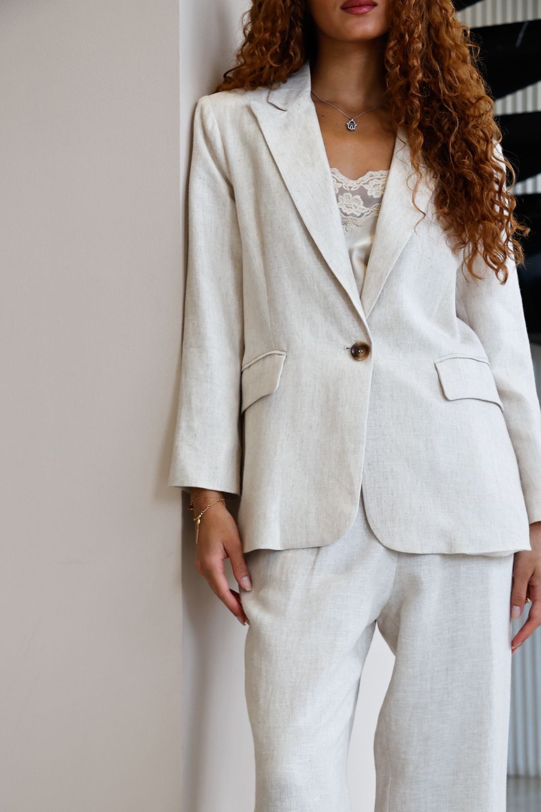 Veste en Lin Beige thumbnail 2