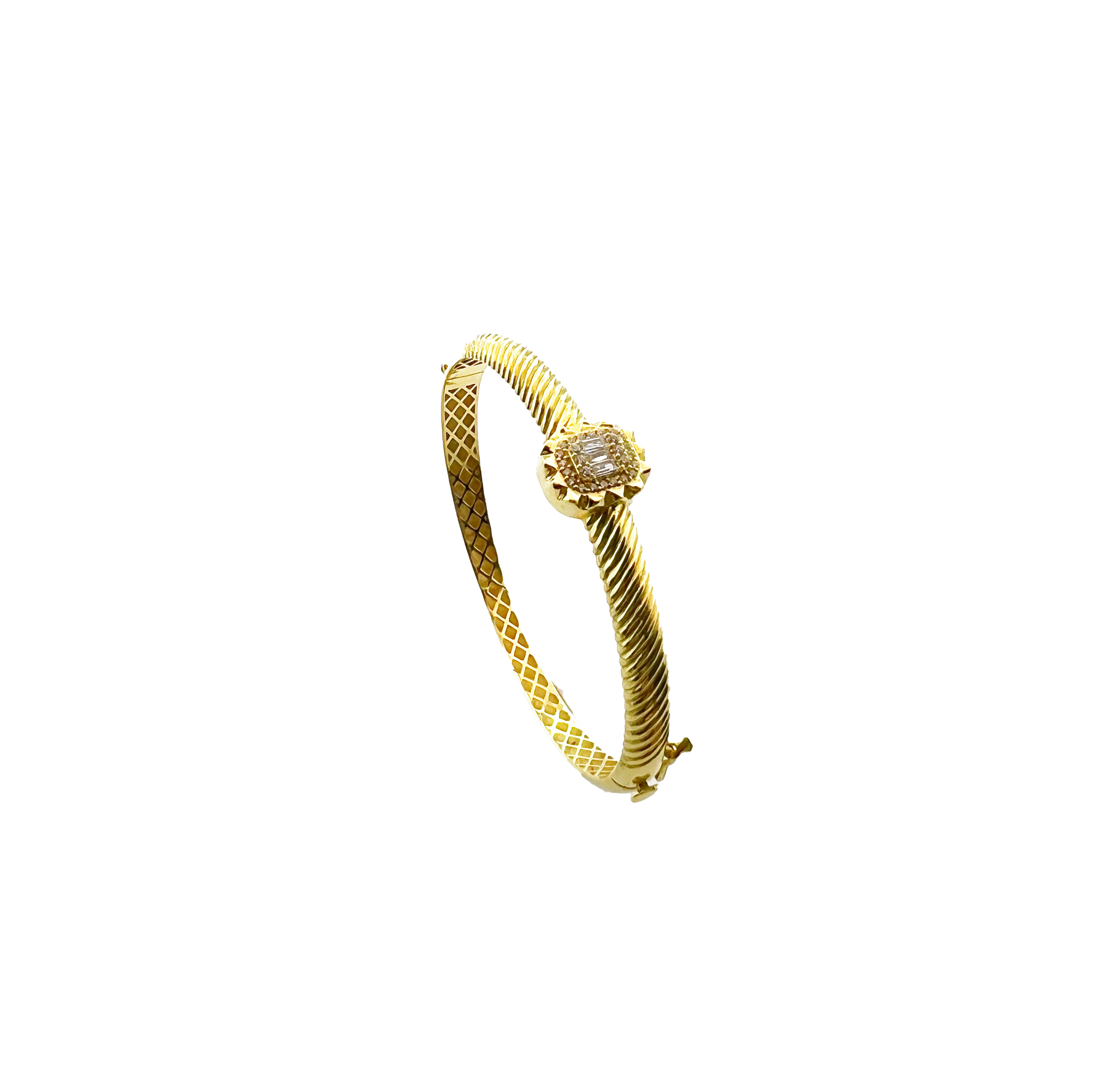 Bracelet Jonc Or Jaune 18K – Texture Moderne , Élégance Contemporaine.