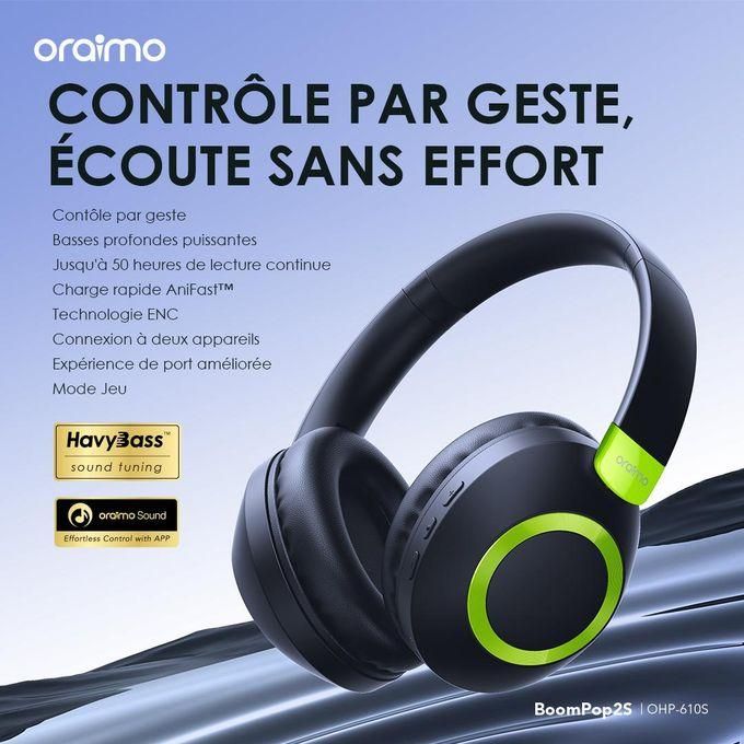 Casque Bluetooth BoomPop2S supra-auriculaires sans fil ENC Bluetooth 5.3 Grande Autonomie