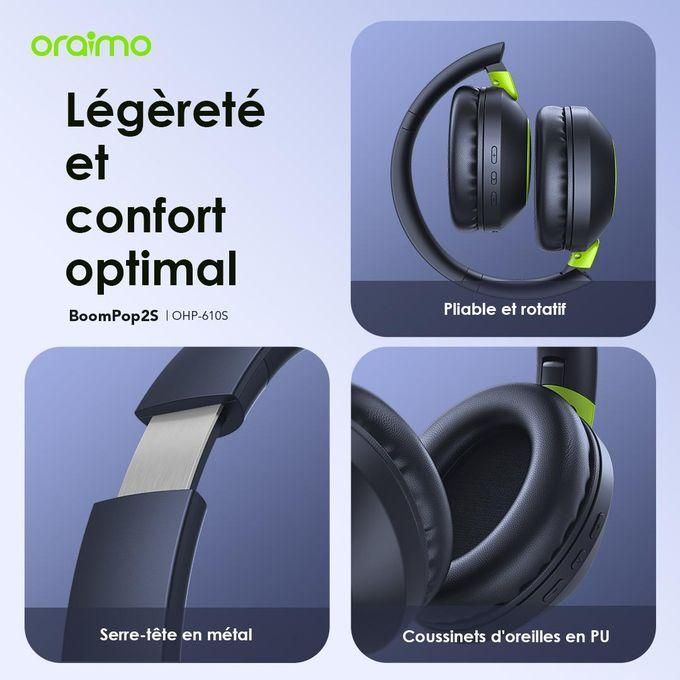Casque Bluetooth BoomPop2S supra-auriculaires sans fil ENC Bluetooth 5.3 Grande Autonomie thumbnail 4